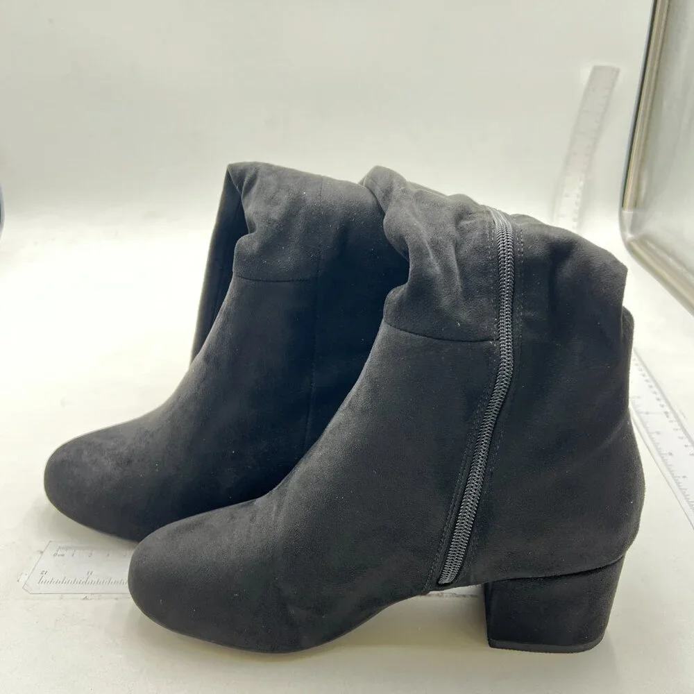 Black Women Over The Knee Chunky Low Heels Stretch Thigh High Zipper Long Boot